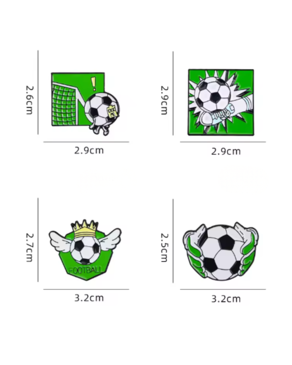 Soccer Action Pin Set ⚽ – 4pcs Football Moment Pins