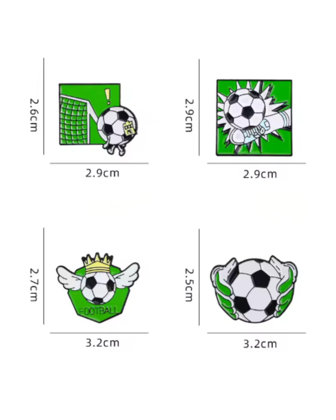 Soccer Action Pin Set ⚽ – 4pcs Football Moment Pins