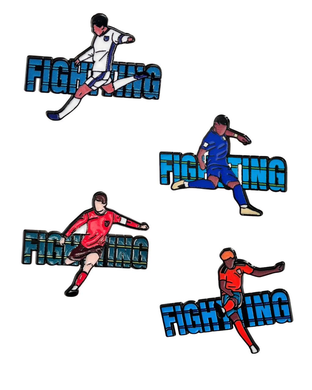 Fighting Soccer Pins Set - 4 Pack ⚽🔥