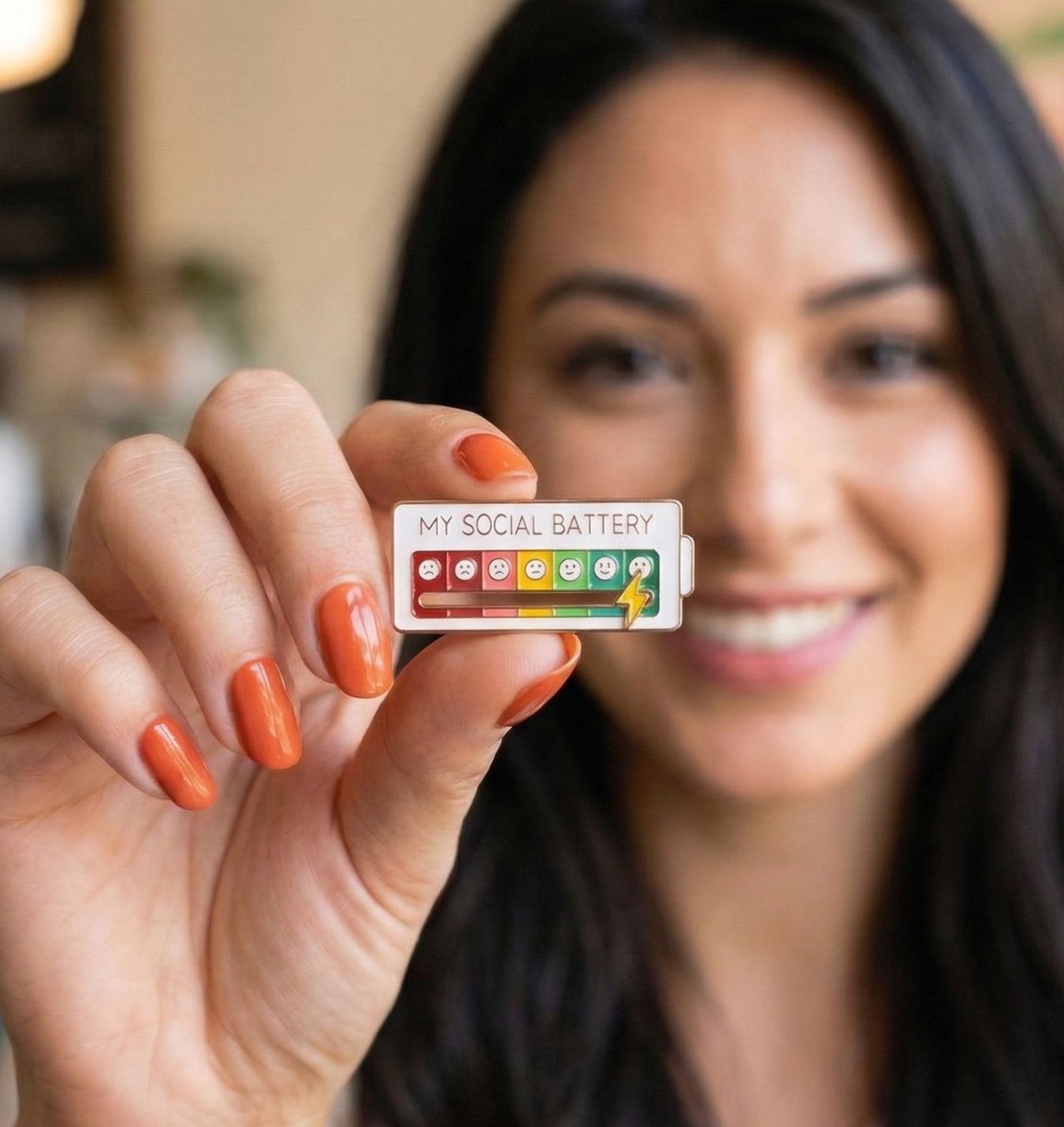 My Social Battery™ – The Pin That Speaks For You (white)
