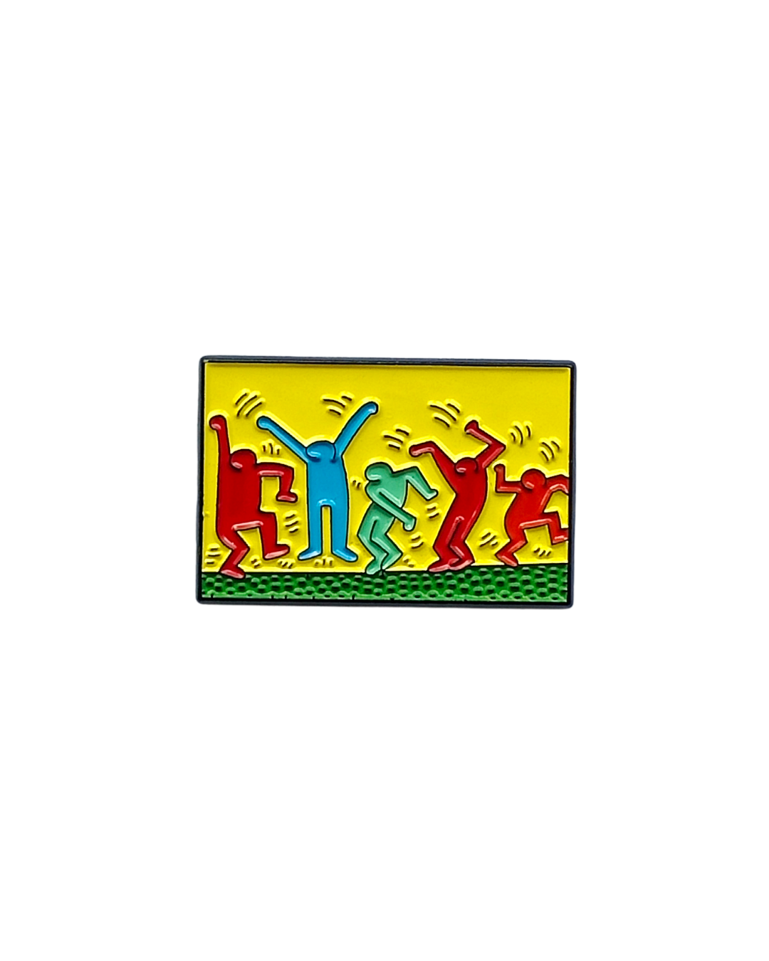Keith Haring Inspired Dancing Figures Pin - Colorful Street Art Enamel Pin 🎨
