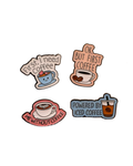 Coffee Lover Pin Set (4-Pack) - Cute & Relatable Enamel Pins ☕