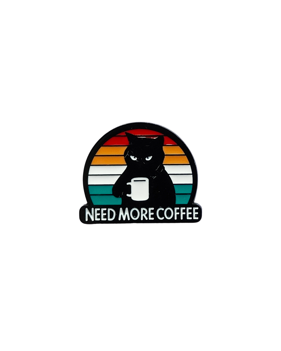 Need More Coffee Cat Pin – Moody Coffee Lover Enamel Pin ☕🐱