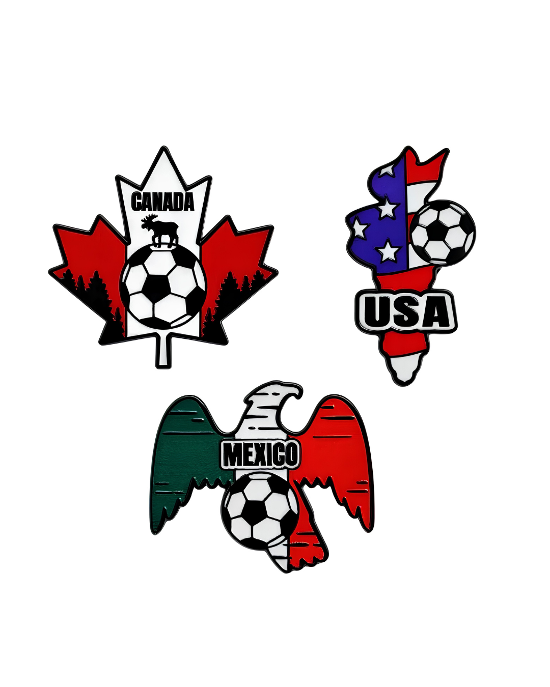 North America Soccer Pins Set - 3 Pack ⚽🌎