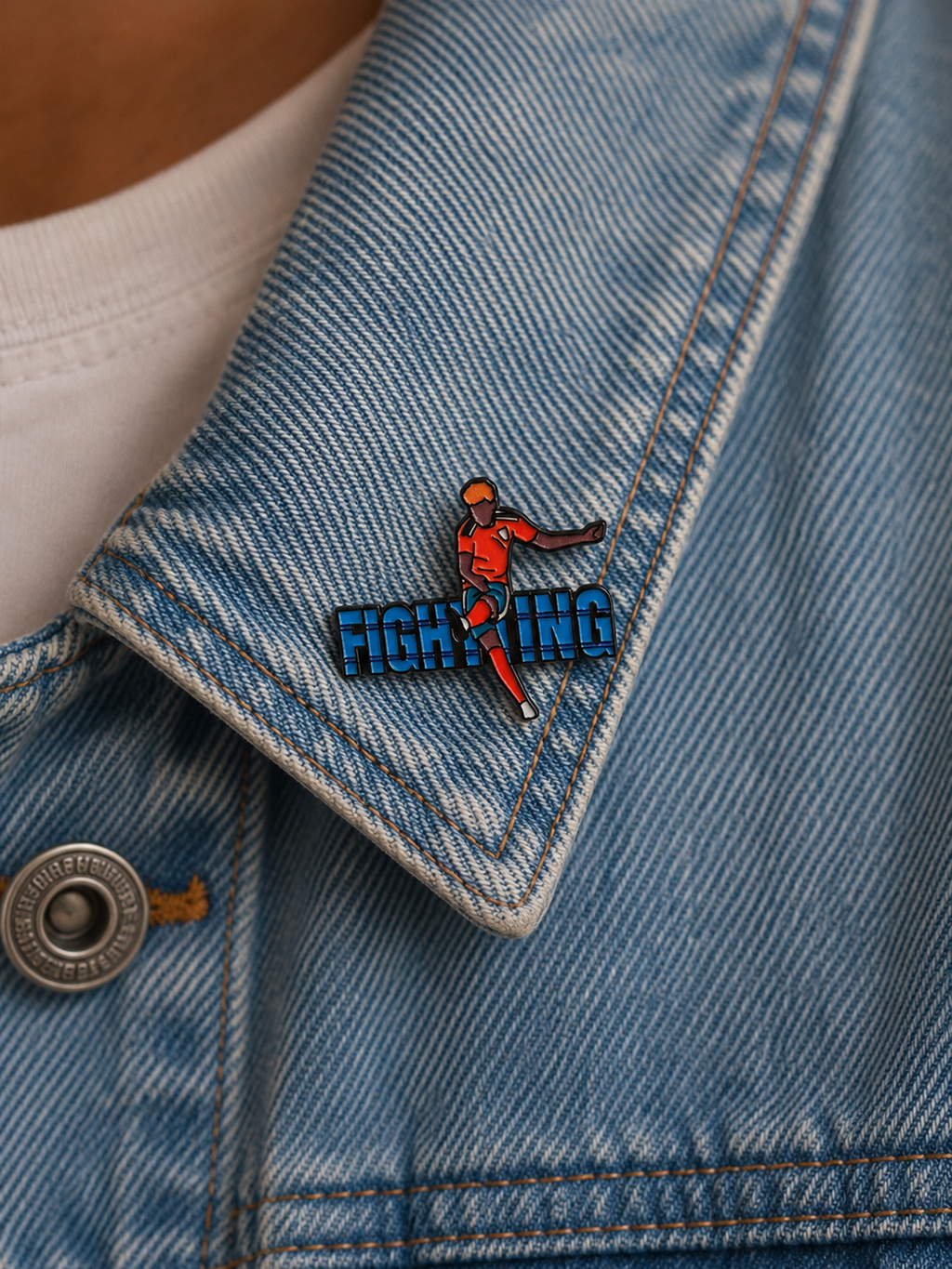 Title: Fighting Soccer Pin - Red Edition ⚽🔴